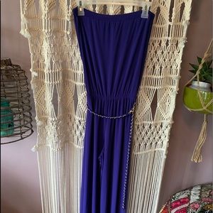 Electric Blue Chain Belt Jumpsuit
